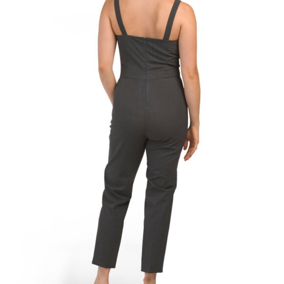 NEW THEORY Wool Blend Square Neck Strap Jumpsuit Charcoal Melange 1367mn - Picture 7 of 7